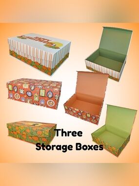 Set of Three nesting Boxes Peanuts Fall Paper Storage Boxes